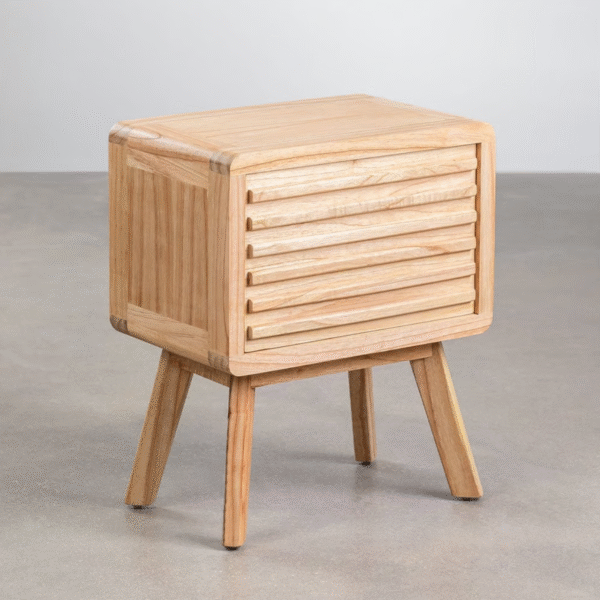 3 WoodBee Craft "The Louvre Horizon" Premium Slatted Wood Bedside Table