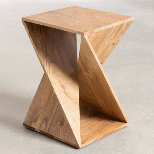 WoodBee Craft "The Helix Form" Premium Twisted Wood Accent Table