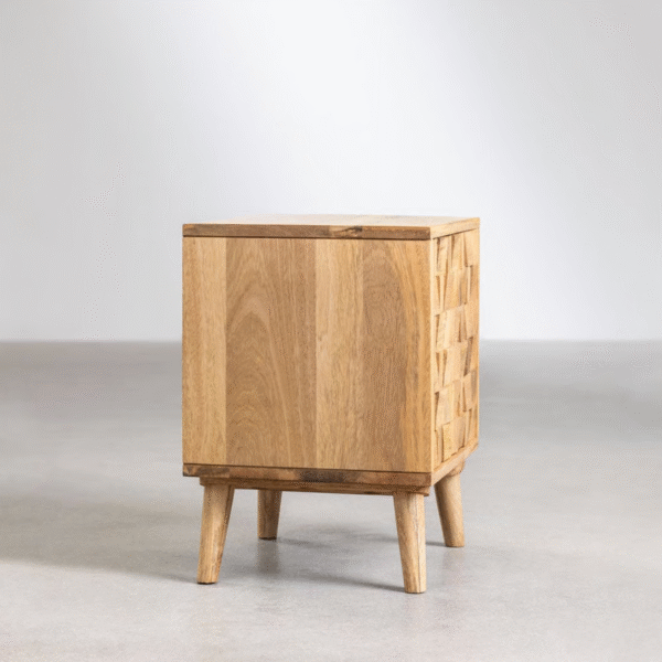 3 WoodBee Craft "The Checker Block" Premium Mosaic Wood Bedside Table