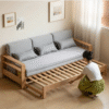 WoodBee Craft "The Kyoto Minimalist" Premium Wooden Convertible Sofa Bed