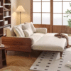 WoodBee Craft "The Horizon Waffle" Premium Solid Wood Trundle Couch