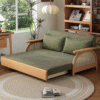 WoodBee Craft "The Emerald Arc" Premium Rattan Pull Out Sleeper Sofa