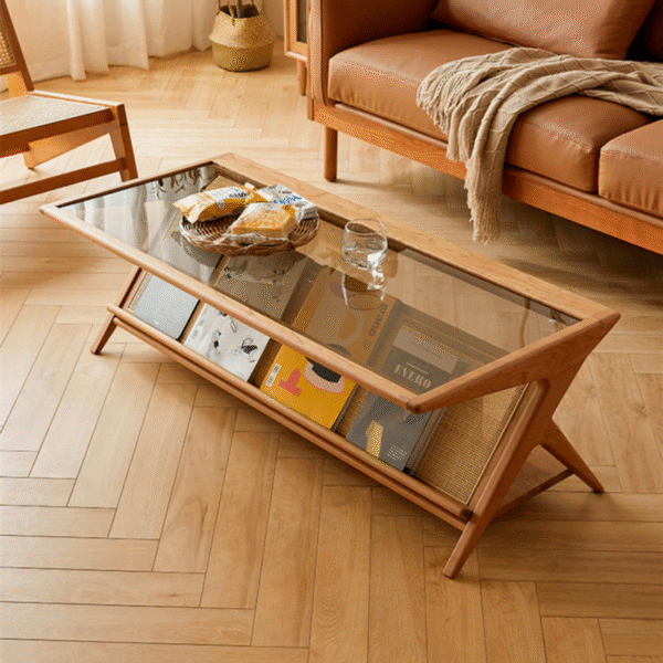 3 WoodBee Craft "The Horizon Loom" Premium Rattan Cane Coffee Table