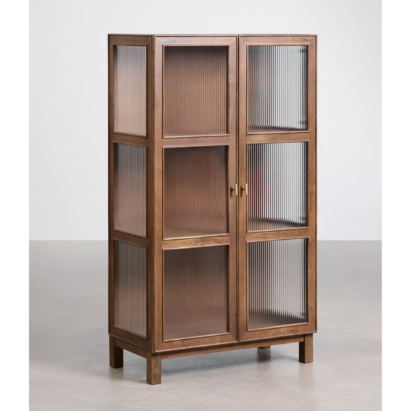 3 WoodBee Craft "The Meridian Reed" Premium Fluted Glass Display Cabinet