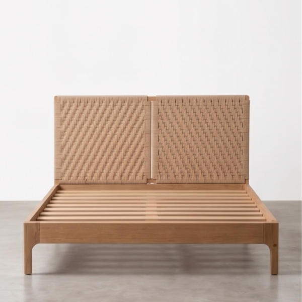 3 WoodBee Craft "The Chevron Loom" Premium Woven Cord Headboard Bed Frame