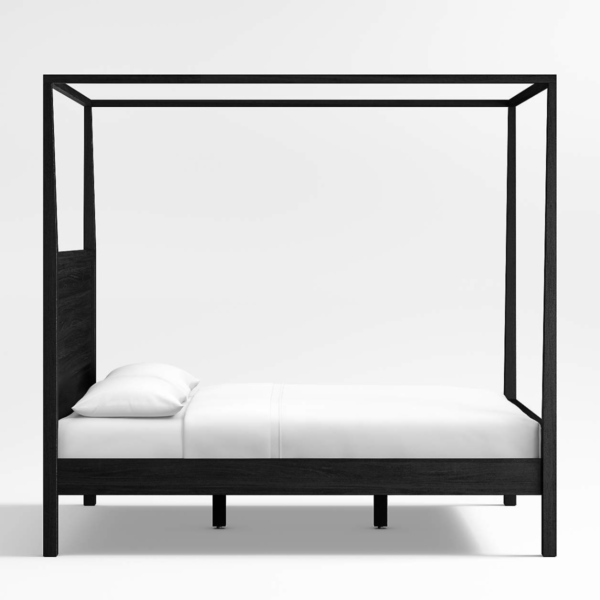 3 WoodBee Craft "The Meridian Spire" Premium Black Solid Wood Canopy Bed