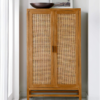 WoodBee Craft "The Solis Arched-Line" Premium Rattan Tall Storage Cabinet