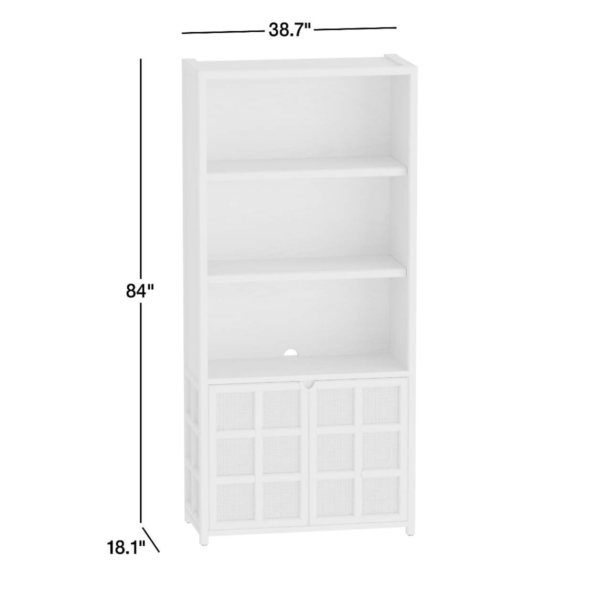 3 WoodBee Craft "The Prairie Grid" Premium Natural Cane Grid Bookcase