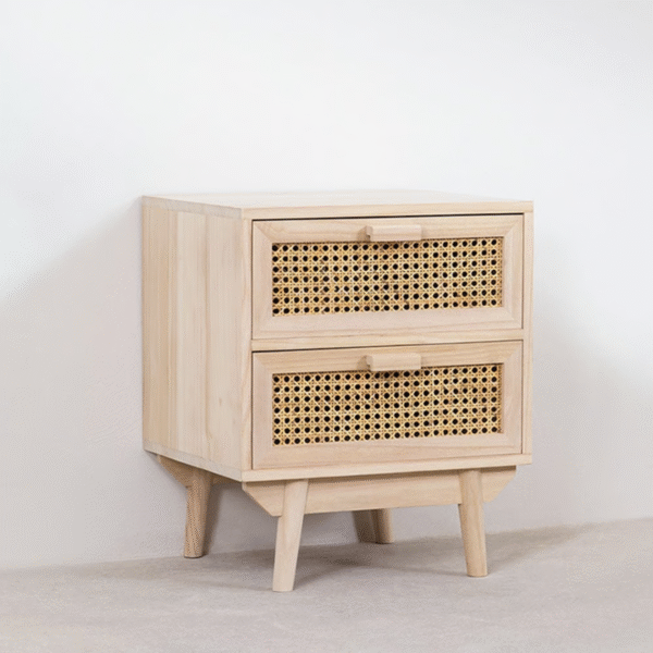 WoodBee Craft "The Rattan Aura" Premium Rattan Cane Bedside Table