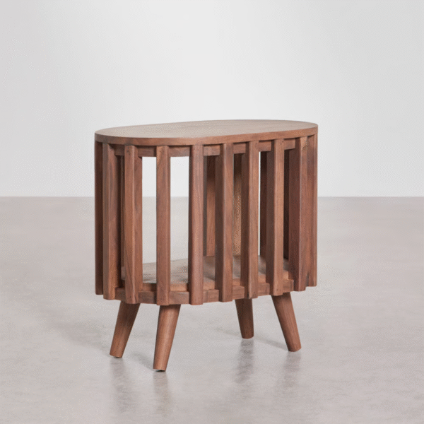 4 WoodBee Craft "The Circa Spindle" Premium Round Slatted Bedside Table
