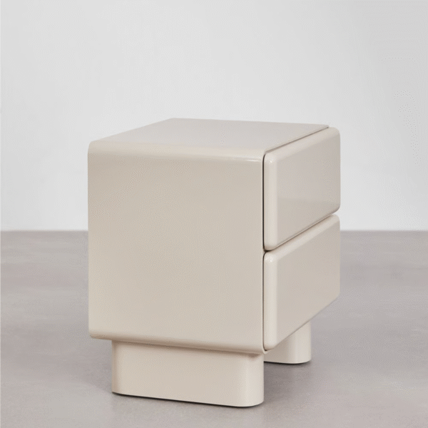 WoodBee Craft "The Lumina Capsule" Premium Capsule Minimalist Bedside Table