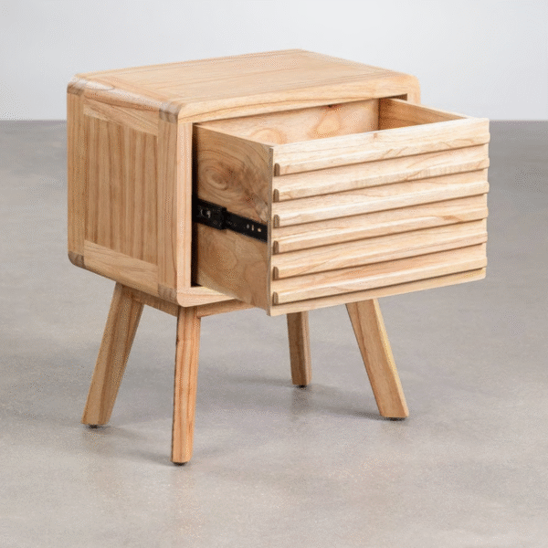 4 WoodBee Craft "The Louvre Horizon" Premium Slatted Wood Bedside Table