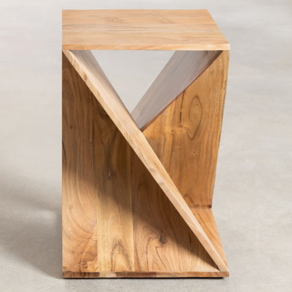 WoodBee Craft "The Helix Form" Premium Twisted Wood Accent Table