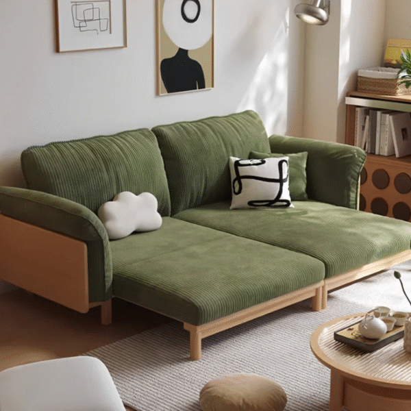 4 WoodBee Craft "The Verdant Flex" Premium Convertible Wood Sleeper Sofa