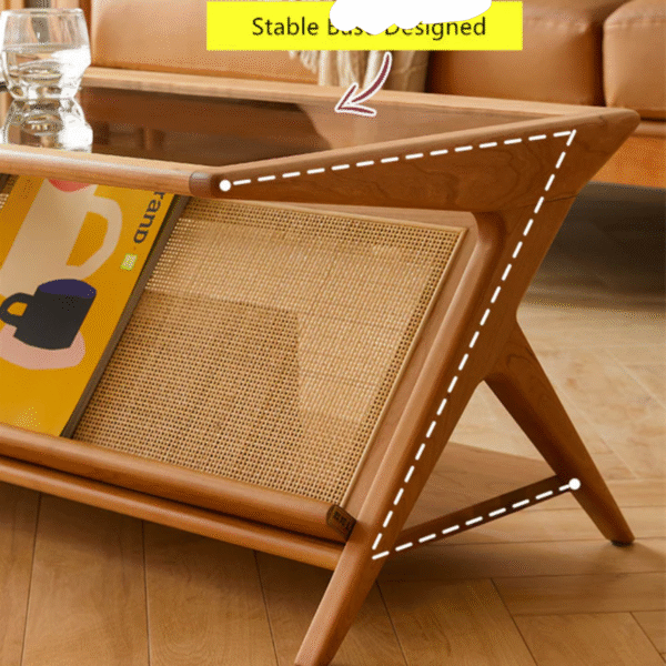 4 WoodBee Craft "The Horizon Loom" Premium Rattan Cane Coffee Table