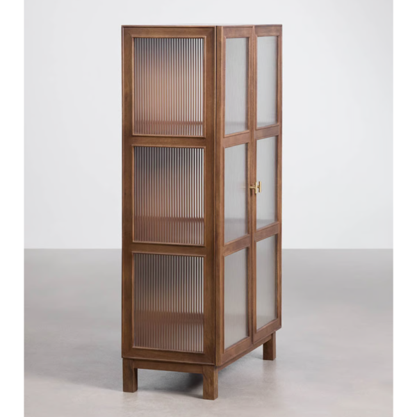 4 WoodBee Craft "The Meridian Reed" Premium Fluted Glass Display Cabinet