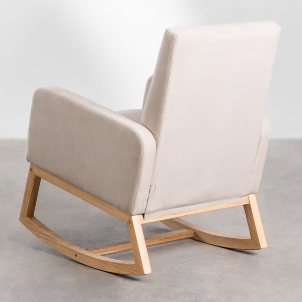 WoodBee Craft "The Serene Glide" Premium Modern Upholstered Rocking Chair