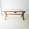 4 WoodBee Craft "The Trestle Clarity" Premium Glass Top X Base Dining Table