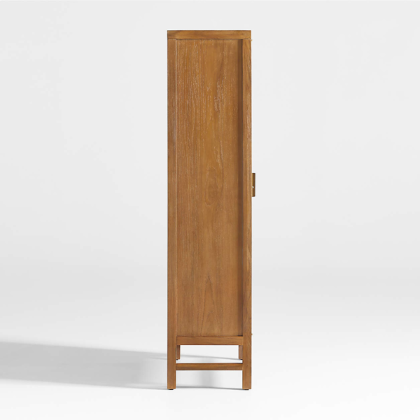 WoodBee Craft "The Solis Arched-Line" Premium Rattan Tall Storage Cabinet