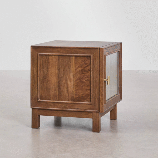 4 WoodBee Craft "The Aurelia" Premium Fluted Glass Bedside Table