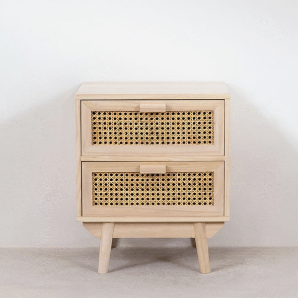 WoodBee Craft "The Rattan Aura" Premium Rattan Cane Bedside Table