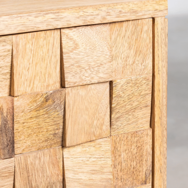 5 WoodBee Craft "The Checker Block" Premium Mosaic Wood Bedside Table