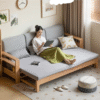 WoodBee Craft "The Kyoto Minimalist" Premium Wooden Convertible Sofa Bed