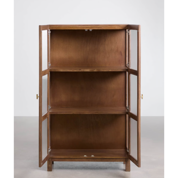 5 WoodBee Craft "The Meridian Reed" Premium Fluted Glass Display Cabinet
