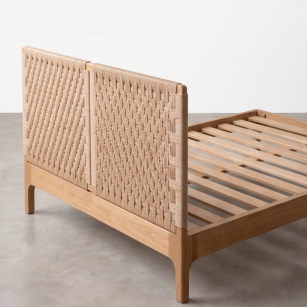 5 WoodBee Craft "The Chevron Loom" Premium Woven Cord Headboard Bed Frame