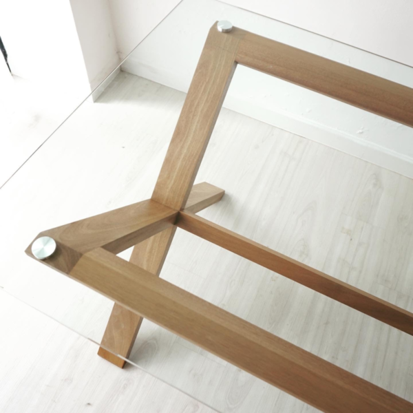 5 WoodBee Craft "The Trestle Clarity" Premium Glass Top X Base Dining Table