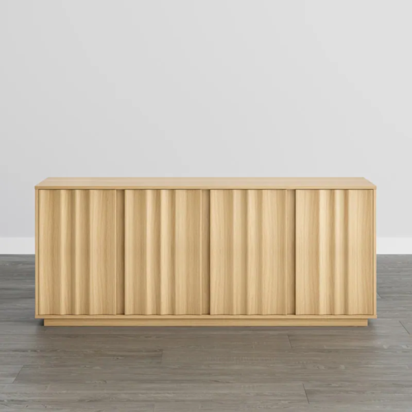 5 WoodBee Craft "The Sora Wave" Premium Natural Fluted Wood Credenza
