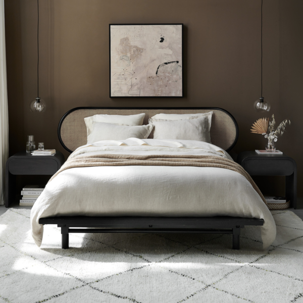 5 WoodBee Craft "The Eclipse Zen" Premium Oval Cane Black Platform Bed