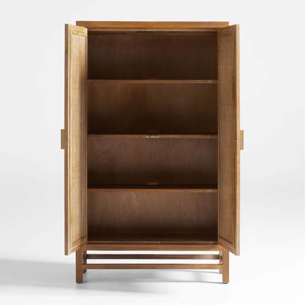 WoodBee Craft "The Solis Arched-Line" Premium Rattan Tall Storage Cabinet