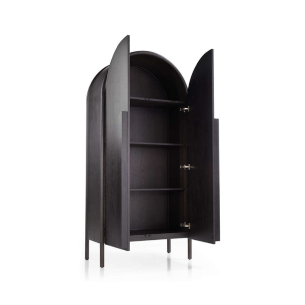WoodBee Craft "The Nocturne Arch" Premium Black Arched Armoire Cabinet