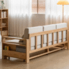 WoodBee Craft "The Kyoto Minimalist" Premium Wooden Convertible Sofa Bed