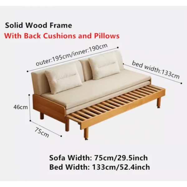 WoodBee Craft "The Horizon Trundle" Premium Extendable Solid Wood Daybed