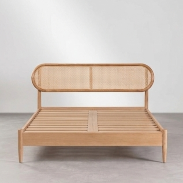 6 WoodBee Craft "The Aurelia Loop" Premium Rattan Cane Platform Bed