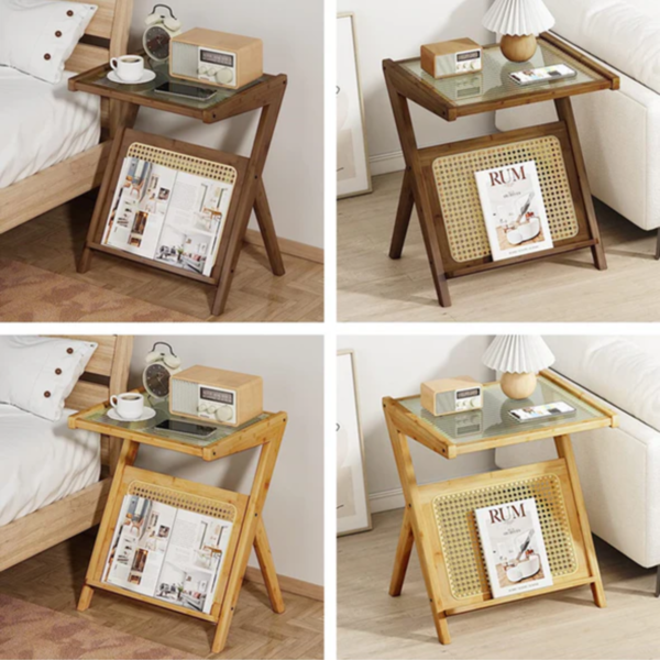6 WoodBee Craft "The Zephyr Cane" Premium Fluted Glass Side Table