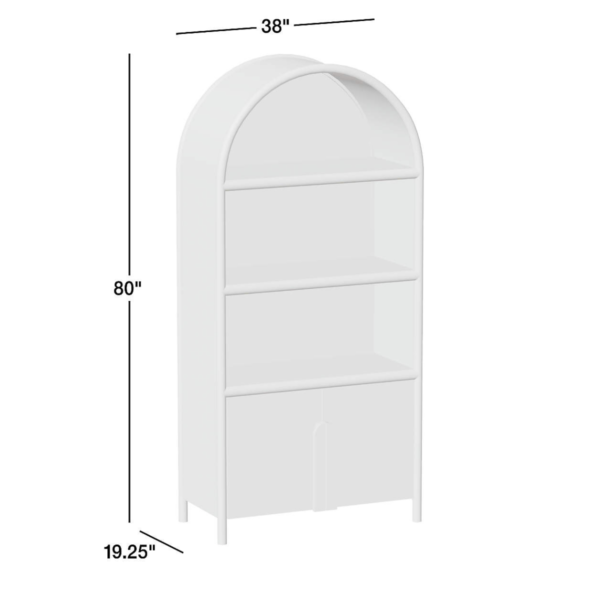 6 WoodBee Craft "The Ivory Arch" Premium Whitewashed Arched Bookcase Cabinet