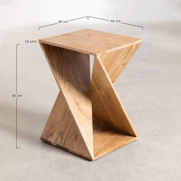 WoodBee Craft "The Helix Form" Premium Twisted Wood Accent Table