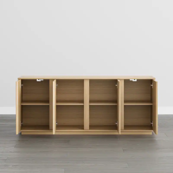 7 WoodBee Craft "The Sora Wave" Premium Natural Fluted Wood Credenza