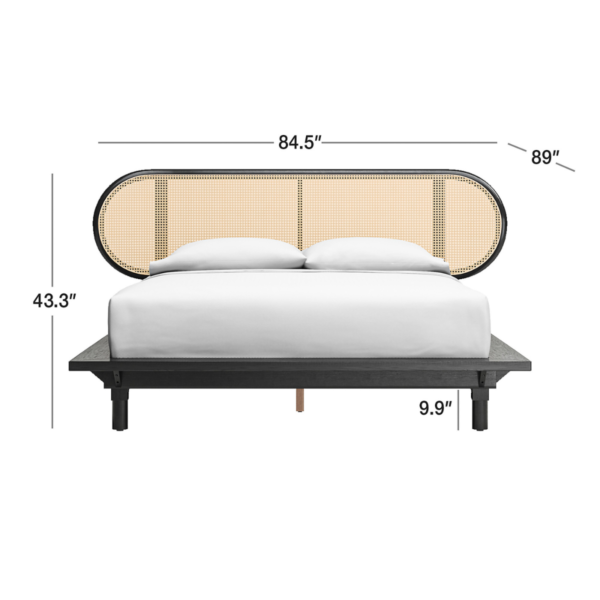 7 WoodBee Craft "The Eclipse Zen" Premium Oval Cane Black Platform Bed