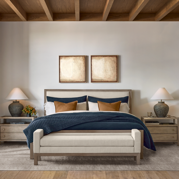 7 WoodBee Craft "The Haven Taper" Premium Upholstered Solid Mango Wood Bed