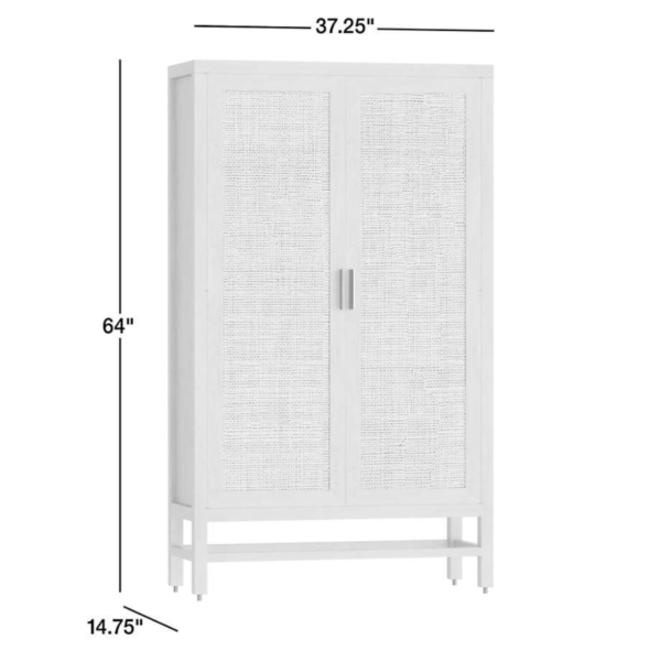 WoodBee Craft "The Solis Arched-Line" Premium Rattan Tall Storage Cabinet