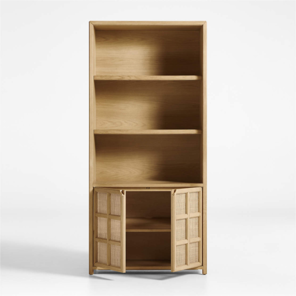 7 WoodBee Craft "The Prairie Grid" Premium Natural Cane Grid Bookcase