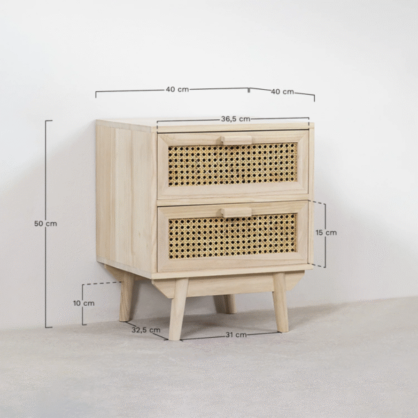 WoodBee Craft "The Rattan Aura" Premium Rattan Cane Bedside Table