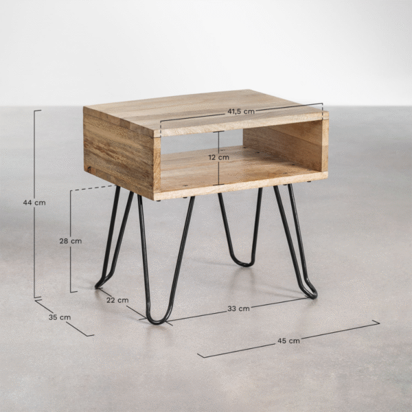 WoodBee Craft "The Apex Cubby" Premium Hairpin Leg Wooden Nightstand