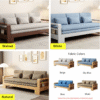 WoodBee Craft "The Kyoto Minimalist" Premium Wooden Convertible Sofa Bed
