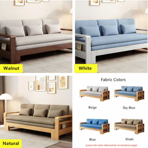 WoodBee Craft "The Kyoto Minimalist" Premium Wooden Convertible Sofa Bed