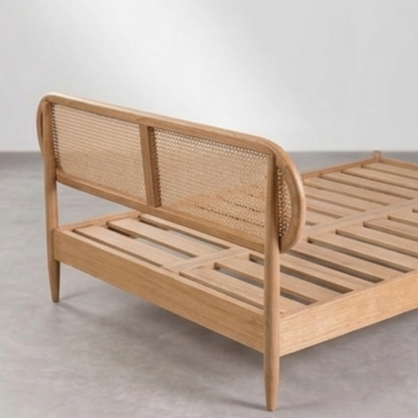 8 WoodBee Craft "The Aurelia Loop" Premium Rattan Cane Platform Bed
